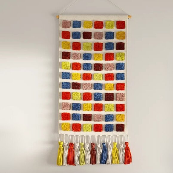 Unique Boho Mod Max Tufted Geometric Dot Colorful Wall Hanging Tapestry DEAL NEW - Picture 5 of 5